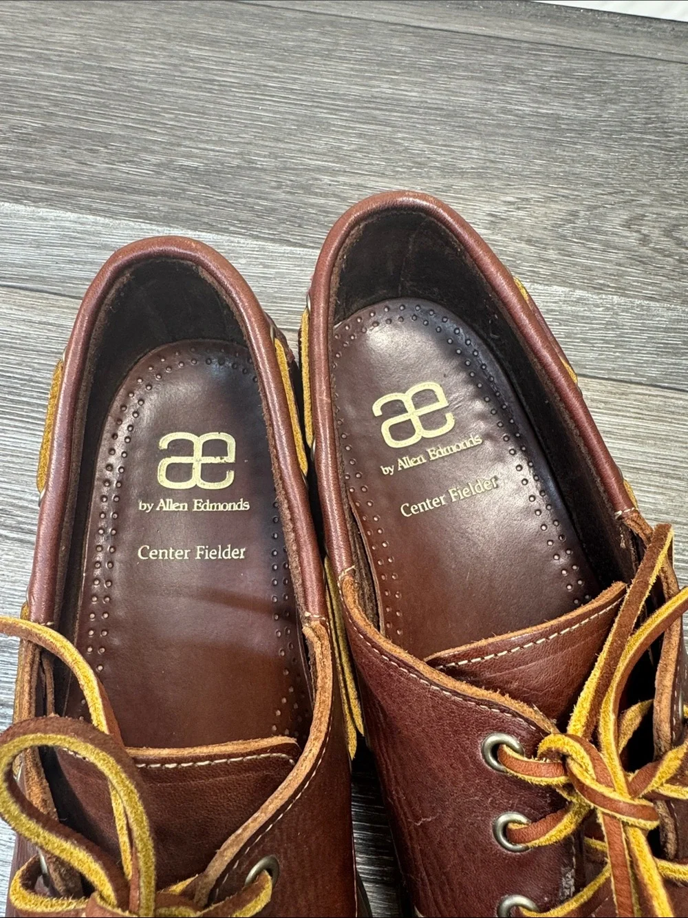 Allen Edmonds Brown Leather Boat Shoes men’s SZ 12 (h181)